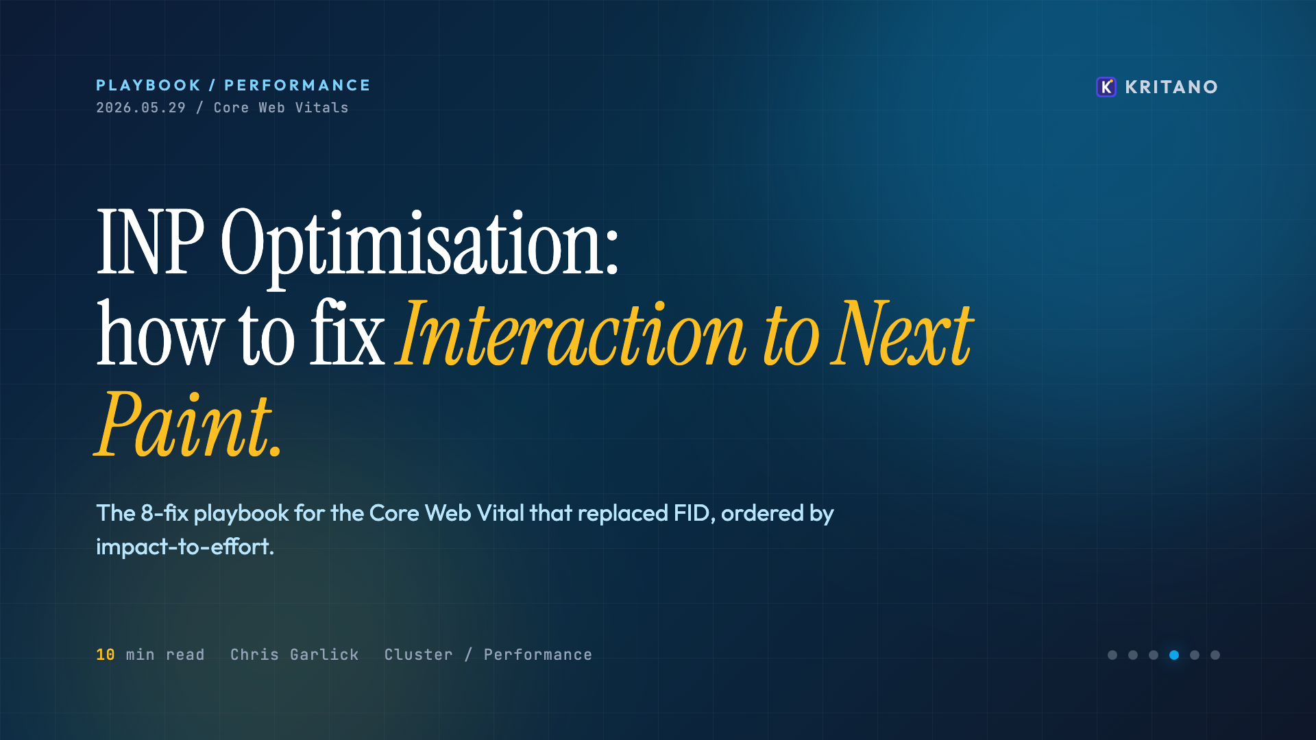 INP Optimisation: How to fix Interaction to next paint